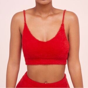 For Love and Lemons Fiona Crop Top Fuzzy Red Size XS